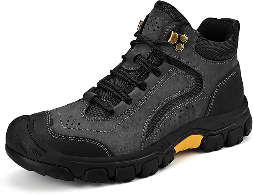 Mens Hiking Boots Waterproof Outdoor Leather Casual Non Slip Work Shoes for Men
