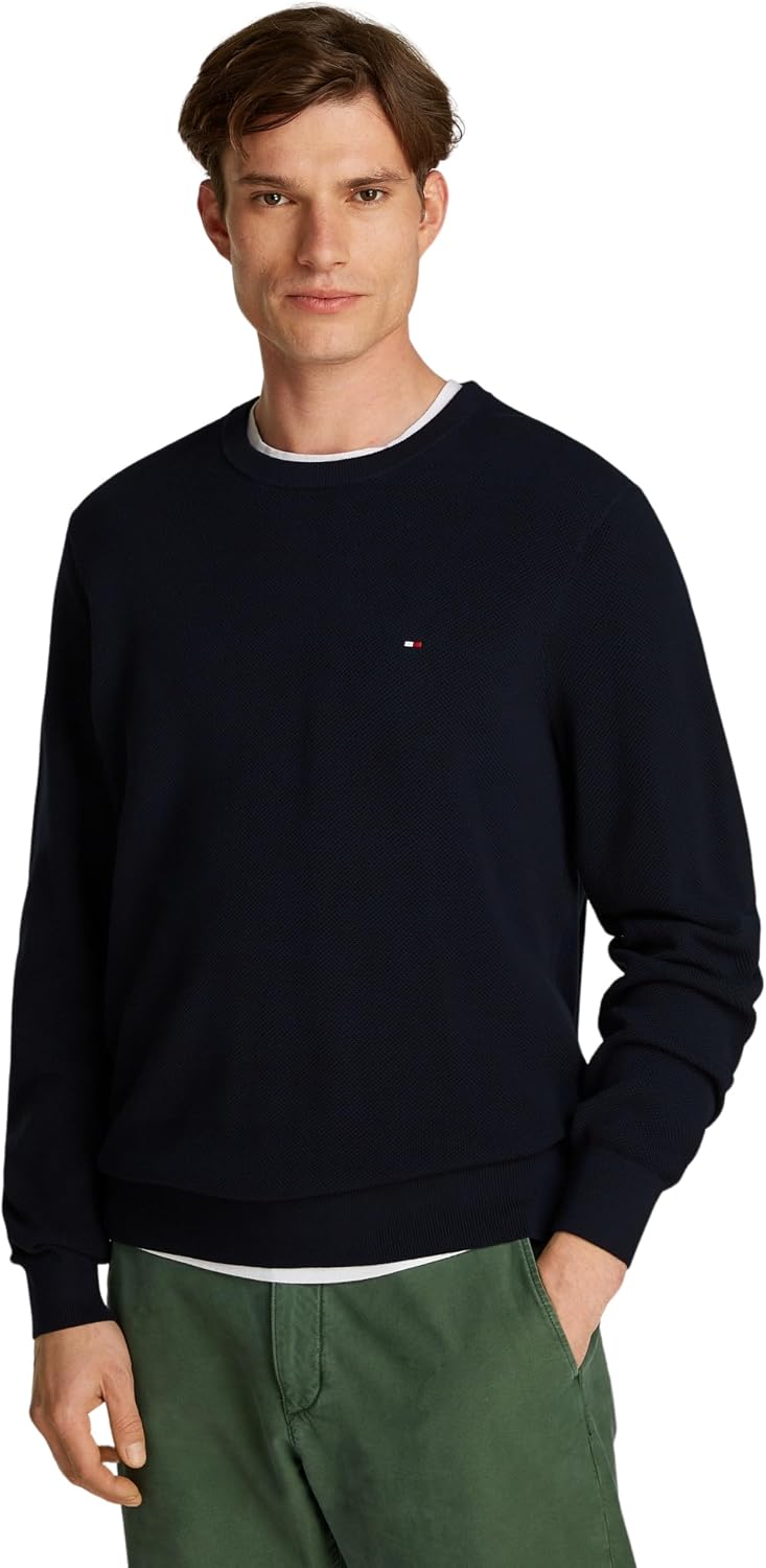Tommy Hilfiger Men’s Regular Fit Essential Structure Crew Neck Jumper