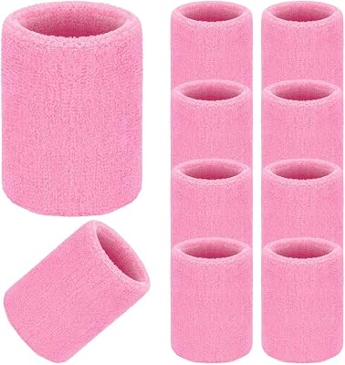 10 Piece Wrist Arm Sweatbands Tennis Wrist Bands Absorbent Sweatbands for Men and Women Football Basketball Running Athletic Sports and Working Out