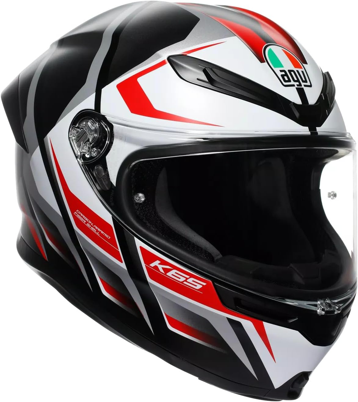 AGV K6 S Motosiklet Kaskı Kapalı Kask Karve Matt Black White Red XS