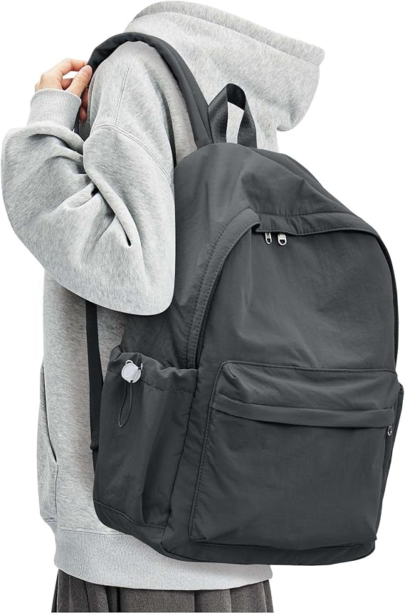 BJLFS Grey Backpack for School Women Girls, Waterproof Bookbag Cute High School Back Pack for Men Teen Boys, Lightweight Travel College Backpack Mochilas Escolares para Casual Daypack Rucksack