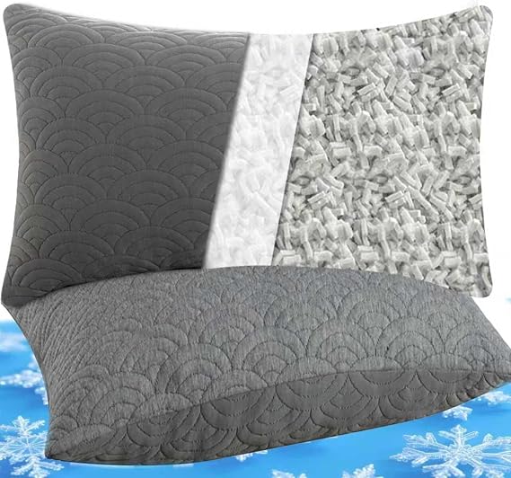 MOLCLCUY Memory Foam Pillows Standard Size Set of 2 Adjustable Cool Pillow for Side Back Stomach Sleepers Luxury with Washable Cover