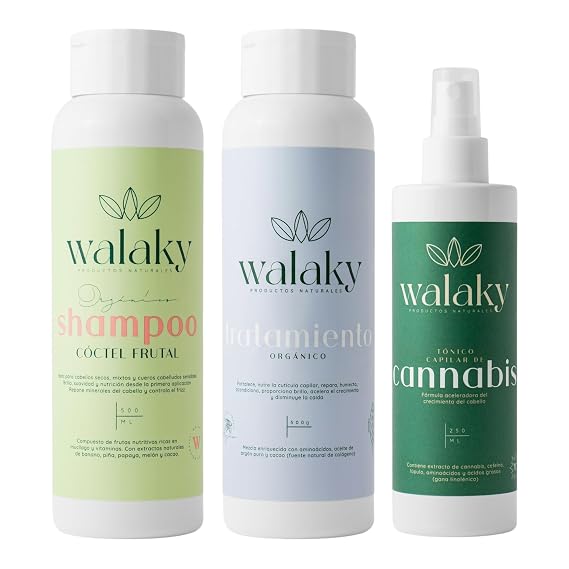 Kit x 3: Transformacion Capilar Pack para estimular el crecimiento de tu cabello. Shampoo Coctel frutas 500ml - Tratamiento organico 500ml - 250ml Tonico de crecimiento