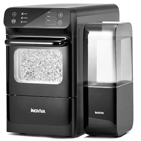 INOVIVA Nugget Ice Maker with 1.2 Gallon Tank, 40lbs/24H Soft & Chewable Ice, Automatic Water Supply, Preset Time, Self-Cleaning, Multifunctional Pellet Ice Machine for Home & Kitchen