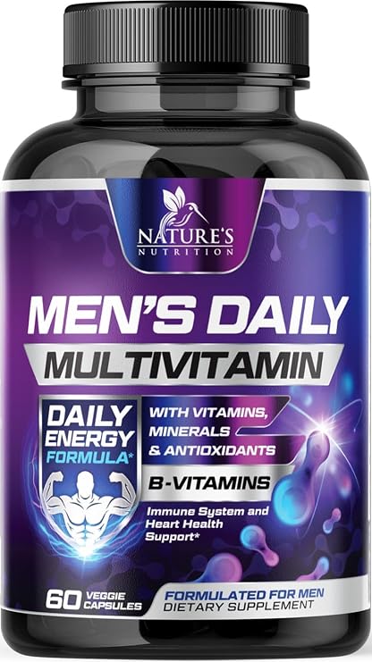 Multivitamin for Men - Once Daily Mens Multivitamins - Comprehensive Multi-Vitamin with Optimal Vitamin Bioavailability - Essential Vitamins A, C, D, E, Zinc Formula - Bottled in USA - 60 Capsules
