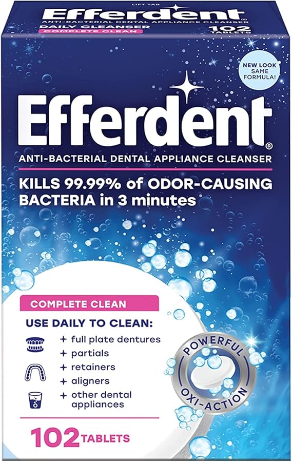 Efferdent Denture Cleanser Tablets, Complete Clean, 102 Tablets