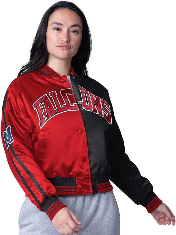 STARTER Women's NFL Zone Blitz Cropped Full-Snap Satin Jacket