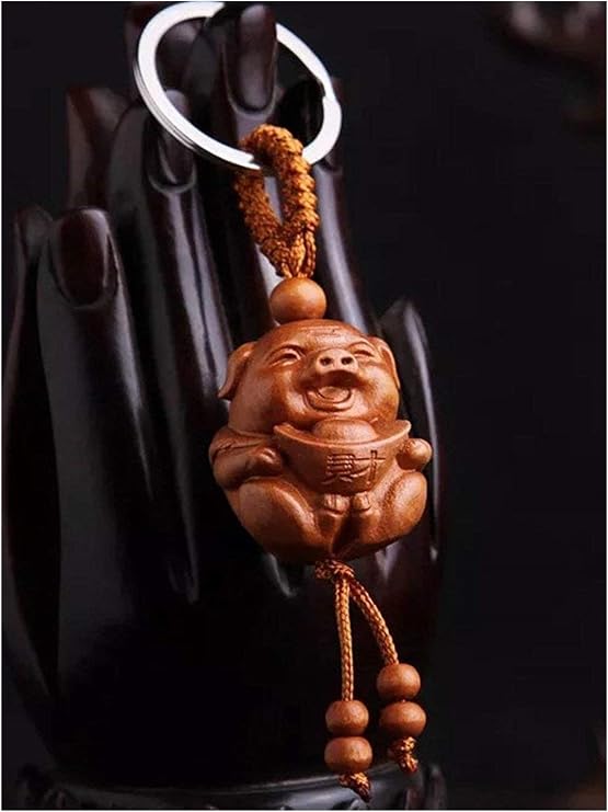 Betterdecor Feng shui Chinese Zodiac Pig Key Ring Key Chain for success and wealth luck