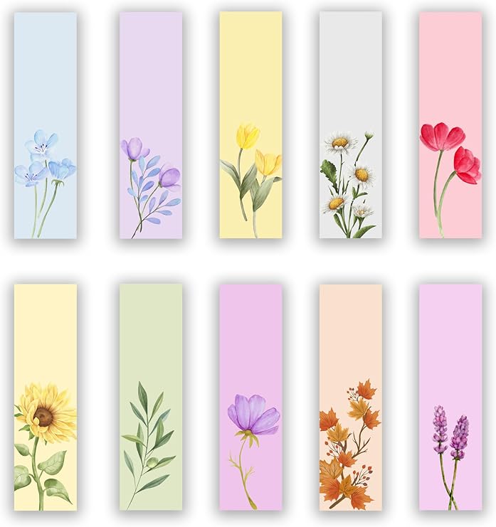 10 Adet Çiçekler Kitap Ayracı (40x145 mm)