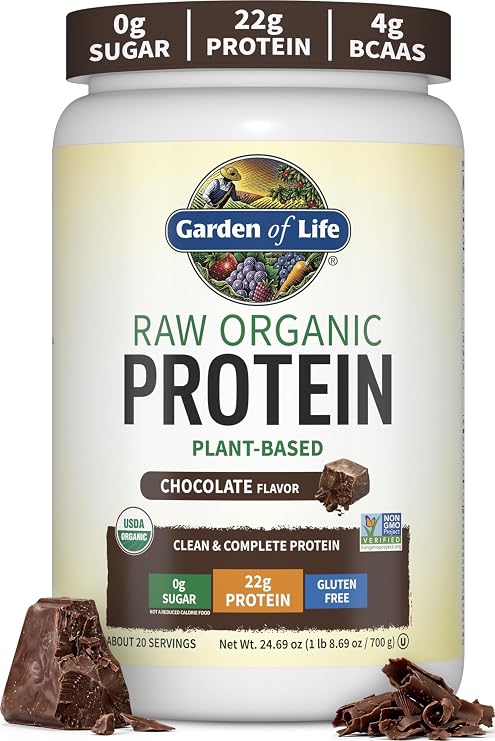 Garden of Life Raw Organic Protein Powder, Vegan, Chocolate, 20 Servings