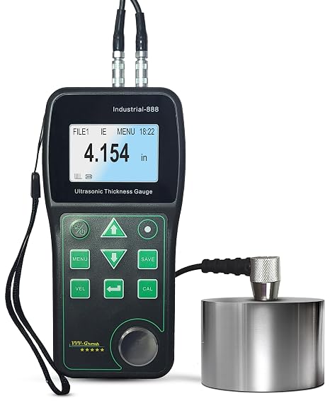 Ultrasonic Thickness Gauge Industrial-888 Echo-Echo Through Coating up to 19.7 mils (500 m), Pulse-Echo for Cast Iron, VERI Metal Test, NDT Thickness Meter 0.03919.685 in
