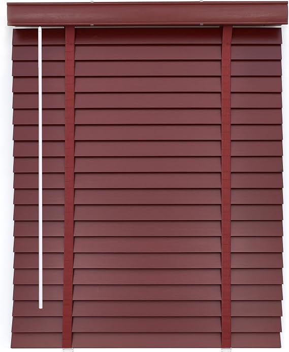 2" Slats Wooden Cordless Horizontal Blinds, Window Blind & Shades for Indoor Windows, Blackout Wooden Horizontal Window Shades for Bedroom, Kitchen, Living Room, Office