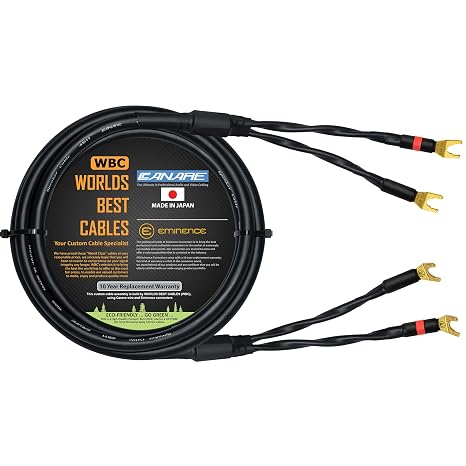 WORLDS BEST CABLES 6 Foot - Canare 4S11 Audiophile Grade - HiFi Star-Quad Single Speaker Cable for Center Channel with Eminence Gold Spade Connectors