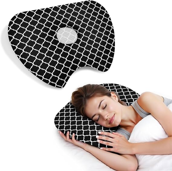 Ear Piercing Pillow for Side Sleepers with Washable Cover Pillows with Holes for Ear Pain,Donut Pillow for Adults CNH Ear Pain Relief Pressure Sores Ear Pillow with Hole in Center