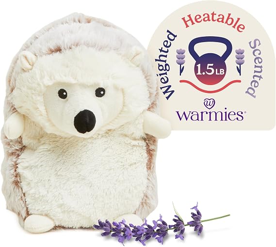 warmies Microwavable & Weighted Stuffed Animal Plush, Hedgehog, Plushies | 90 Sec Soothing Warmth Cute Plushies, Stays Warm 2 Hrs, Cool Relief on Hot Nights, Stuffed Animals Plush Toy