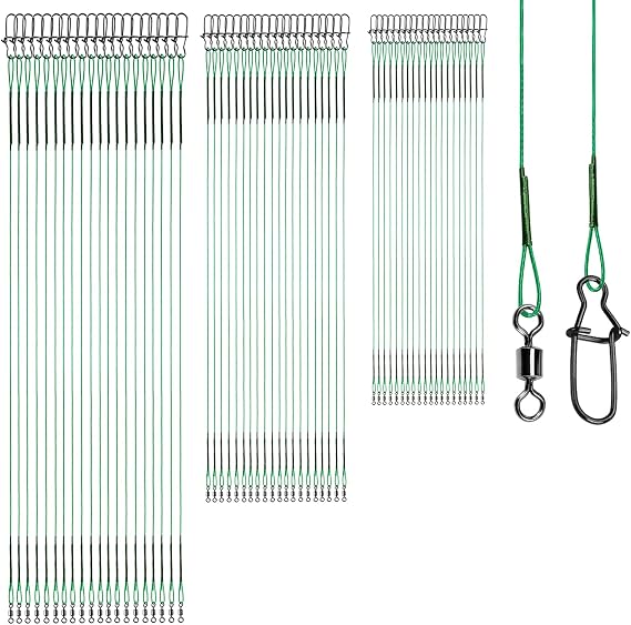 Freshwater Rigs Fishing Leaders Saltwater Heavy Duty Fishing Leader Stainless Rig Swivels Wire Leader Lure Black Nickel 60pcs