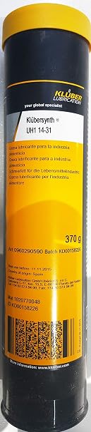 Kluber Lubrication Klubersynth UH1 14-31 Synthetic Food Grade Smooth-Running Grease for Friction Points in Freeze and Deep Freeze Tunnels- Chains 370g Cartridge