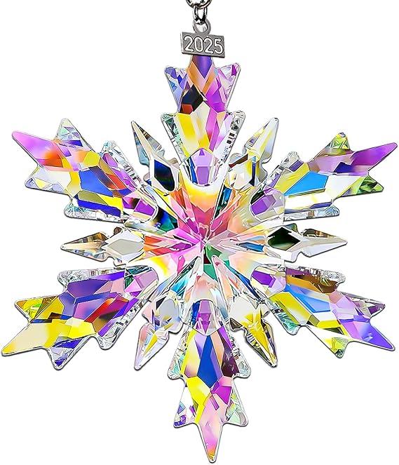 2025 Annual Edition Snowflake Crystal Christmas Ornaments, Beautiful Elegant Star Ornaments for Christmas Tree, Unique Colorful Sparkly Ornament | Star Ornaments, Christmas Tree Ornaments, Elegant,Sparkly,Fancy,High End, Girls Ornaments, Christmas Women Gifts