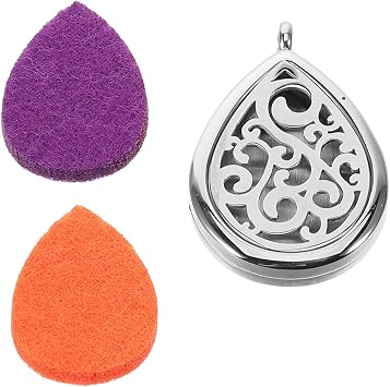 Hollow Out Stainless Steel Aromatherapy Pendant Necklace for Women Essential Oil Diffuser Jewelry Tear Drop Shape with Perfume Locket for Moms