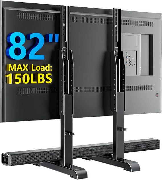 Universal TV Stand, Table Top TV Stand Base Wobble-Free Replacement for Most 24 to 80 Inch LCD LED TVs, 7 Height Adjustable TV Legs Hold up to 68kg, Max VESA 800x500mm, Black AX10TB02