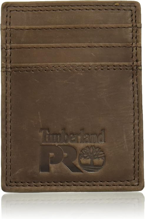 Timberland PRO Men's Leather Front Pocket Wallet with Money Clip Accessory