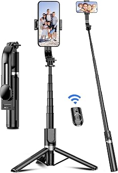 41'' Selfie Stick Tripod, Extendable Portable 4 in 1 Aluminum Phone Tripod with Wireless Remote 360 Rotation Travel Smartphone Tripods Stand Compatible with iPhone 17/16/15/14/Android (Black)