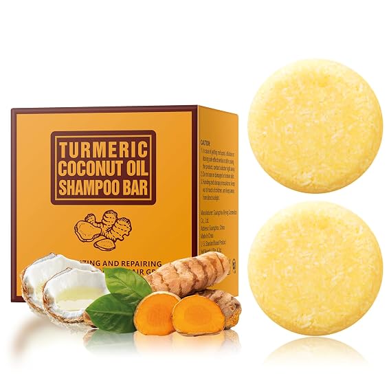 Ginger Hair Regrowth Shampoo Bar Turmeric Soap for Growth Natural Ginger Solid Bars for Thinning Strengthen Curly Oily Hair Anti Hair Loss Travel Deep Cleansing Women Men 4.23OZ/120g