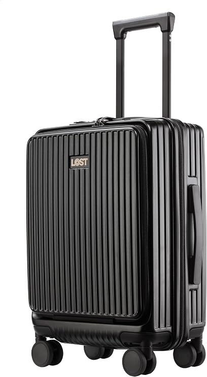 LOST Luggage VENTURE Carry-On Suitcase - TSA Approved - Ultra-Durable Polycarbonate Shell - USB Charging Port - Interior Organization +