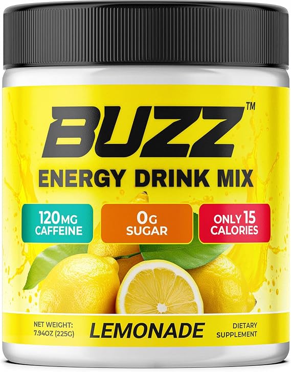 Sugar Free Energy Drink Powder - 18 Vitamins & Minerals, Lemonade Flavor | Energy Drink Mix with amino acids for Pre Workout energy & focus, no jitters, no artificial dye, gluten-free, made in USA
