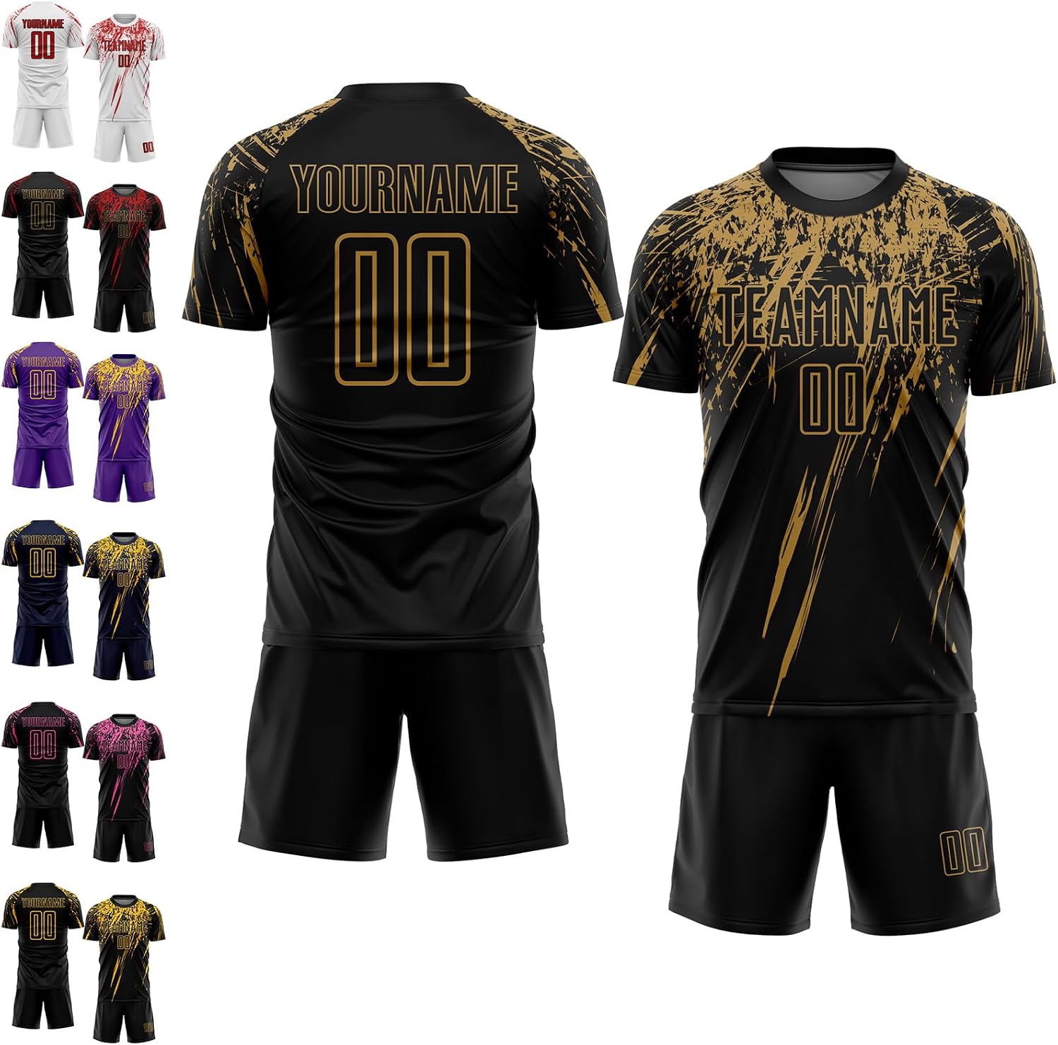 Fancsutom Custom Soccer Jerseys Sets Personalized Flash Patten Sports Pullover T Shirts and Shorts for Men Women Youth