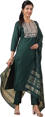 Janasya Indian Womens Cotton Festive Kurta Set for Women