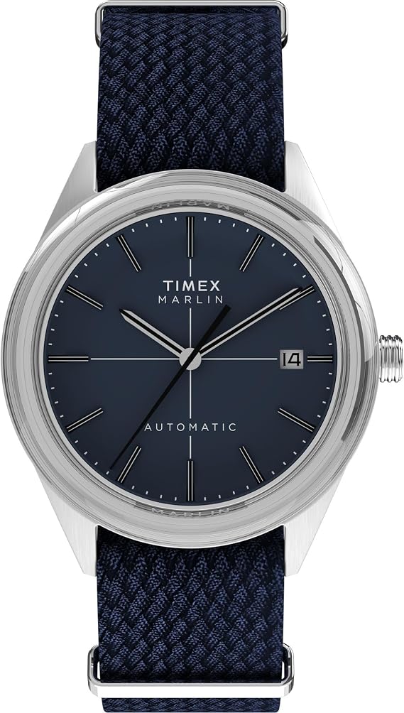 Timex Men's Marlin Jet Automatic 38mm Watch, Blue/Stainless Steel/Blue, 38 mm, Retro