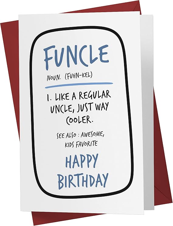 Karto Funny Birthday Card for Uncle - Funcle | Large 5.5x8.5 in, with Envelope