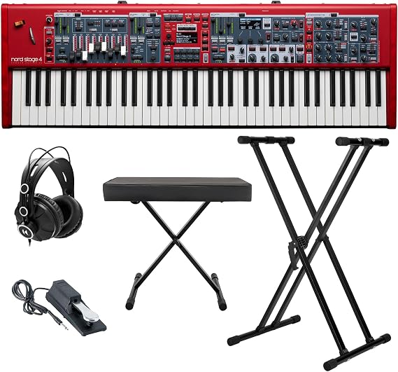 Nord Stage 4 HA73 73-Key Fully-Weighted Keyboard Bundle with Adjustable Stand, Adjustable Bench, Studio Monitor Headphones and Sustain Pedal (5 Items) | 73-Key Triple-Sensor Hammer-Action with Aftertouch, Nord Wave 2 Synth, 2GB Piano Memory, 120-Voice Polyphony