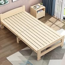 GLJ Solid Wood Folding Bed with Headboard, Bed Base, Underbed Storage Space, Wooden Slats Support, for Spare Bedroom & Office (Size : 35 * 77inch)