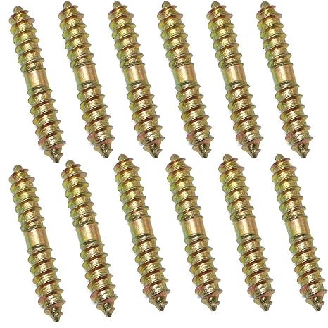 12pcs 6x40MM Dowel Screw Zinc Plated Iron Double Ended Screw Self Tapping Furniture Screw