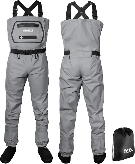 Foxelli Breathable Waders Fly Fishing Stockingfoot Waders for Men and Women