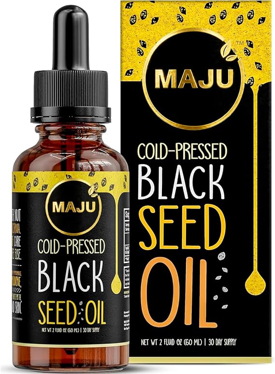 Maju Superfoods Black Seed Oil - 3 Times TQ, Cold-Pressed, Travel Size, 100% Turkish Black Cumin Seed Oil, Liquid Pure Blackseed, Glass Bottle, 2 Oz