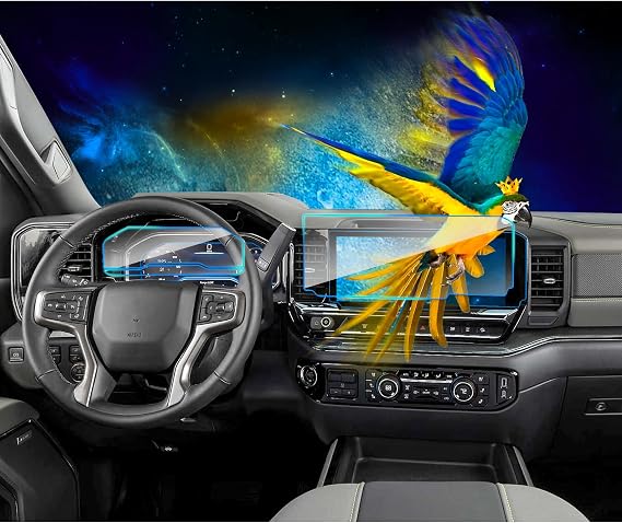 for 2022 2023 2024 Silverado Sierra 1500 Screen Protector for 2022 2023 2024 Chevrolet Silverado GMC Sierra 1500 2500 3500 HD 13.4Inch (Tempered glass Nav.&Soft Dashboard Screen Protector) 2PCS