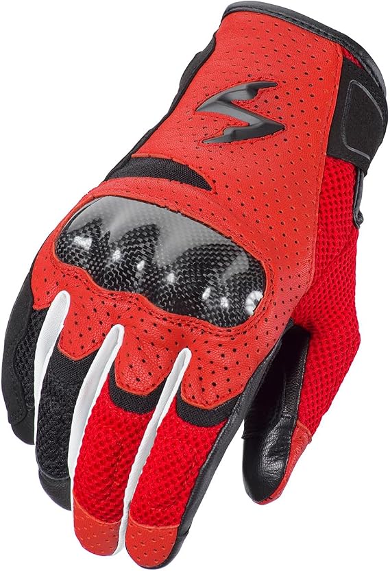 ScorpionEXO Vortex Air Motorcycle Riding Gloves Carbon Fiber Knuckles Touchscreen Compatible (Red - Medium)