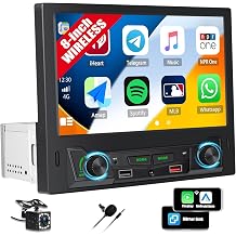[Wireless] CAMECHO 8 inch Single Din Car Radio Stereo with Carplay Android Auto Touch Screen, Car Audio Receivers Head Unit, Bluetooth, DSP, Backup Camera, FM/AM, SWC, Mirrorlink