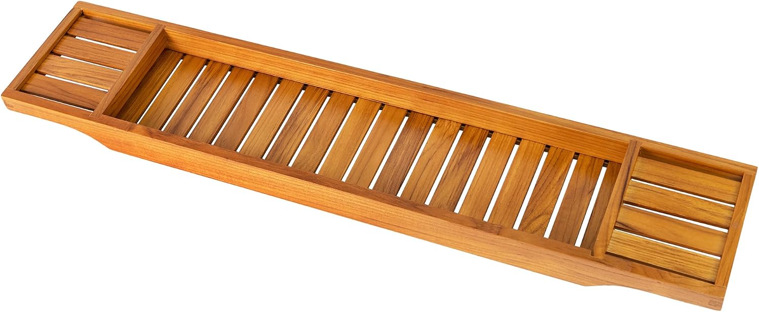 VaeFae Teak Bath Tray, Wooden Bath Caddy for Bathtub, Wooden Bath Trays for Across The Bath