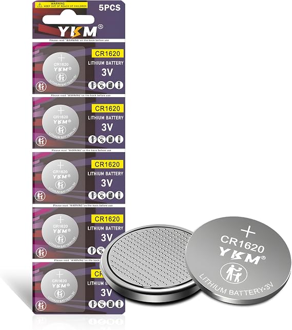 YKM 5 Pack CR1620 3V Lithium Batteries DL1620 CR1620 Battery for Car Key Fob Battery CR 1620