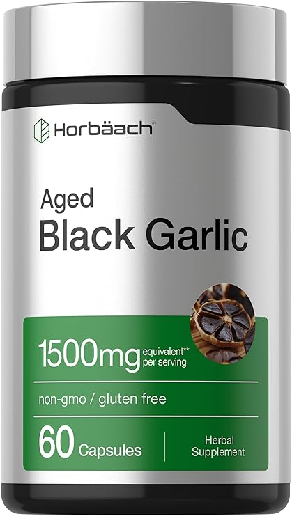 Horbaach Aged Garlic Extract Capsules | 60 Count | Fermented Supplement | Non-GMO, Vegetarian & Gluten Free