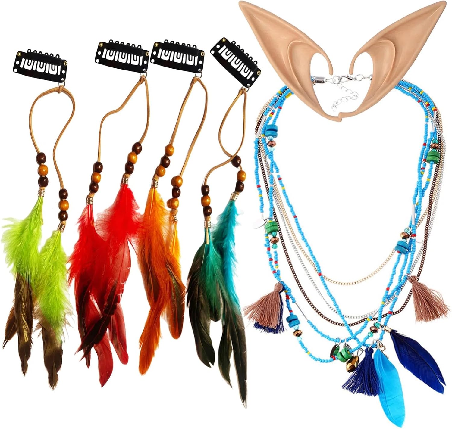 Avatar Cosplay Accessories Feather Tassel Necklace Latex Point Elf Ear Party Decoration