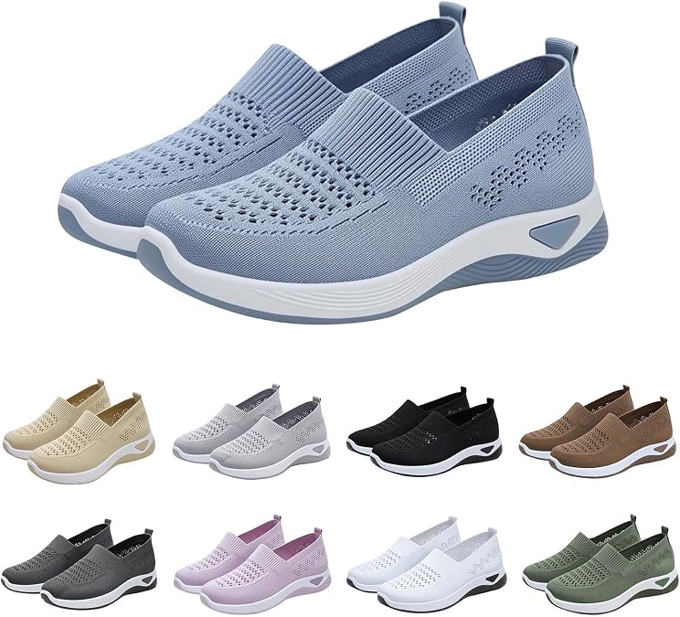 Orthopedic Dress Sneakers Women Zapatos Ortopedicos para Mujer Spring Shoes for Women 2026 Orthopedic Slip on Shoes Woven Breathable Arch Support Casual Comfortable Walking Sneakers