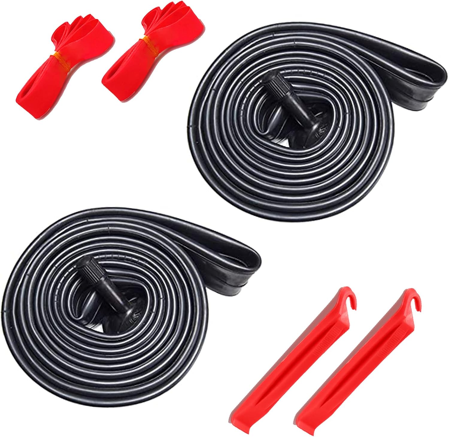 700C Tube Bike Inner Tube 700X18-43C, Bike Tube 700X18C25C32C35C38C40C with Rim Strips & Tire Levers- Schrader Valve