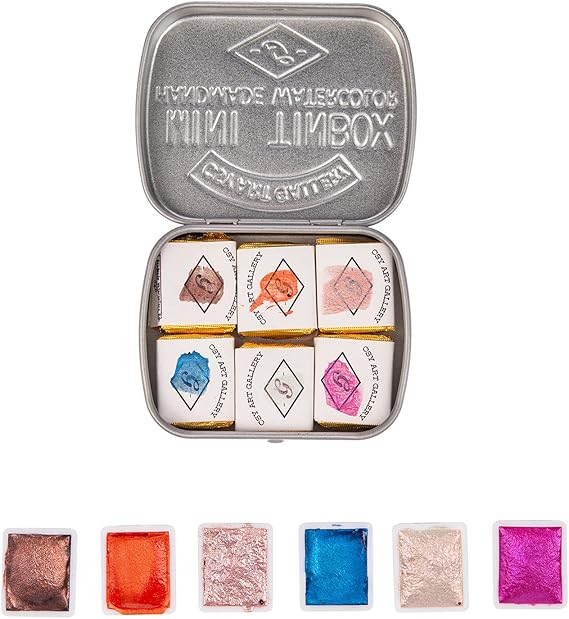 Watercolor Paint Sets For Artist And Adults -Metallic Glitter travel Water Coloring Paint With Storage Box,Perfect for Painting, Art Supplies(Rainbow)