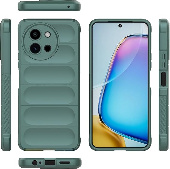 Compatible with Vivo T3x 5G (Foreign Version) Silicone Mobile Phone Case, Slim Case, All-Round Protection, Shockproof, Scratch-Resistant, Soft Inner Fibre Flocking Case (Green)