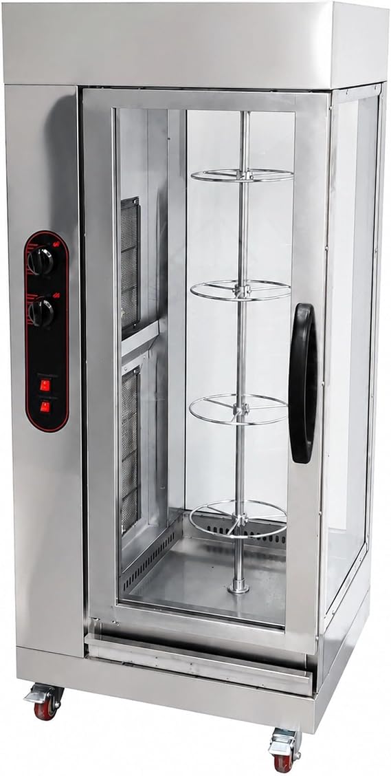 Vertical Low LPG Gas Rotisserie Oven Stainless Steel Rotary Chicken Roaster Machine with Adjustable Temperature 110V 7.5KW